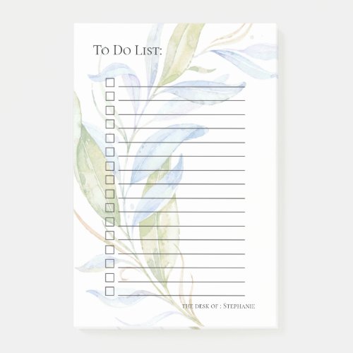 Watercolor Modern Boho Leafy Branches Post_it Notes