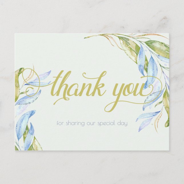 Watercolor Modern Boho Leafy Branches Postcard (Front)