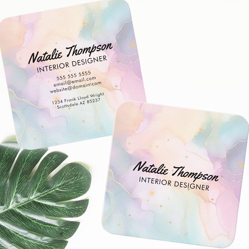 Watercolor Modern Branding And Marketing Abstract Square Business Card