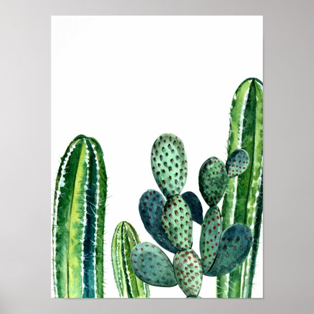 Watercolor Modern Cactus Southwest Poster (Front)