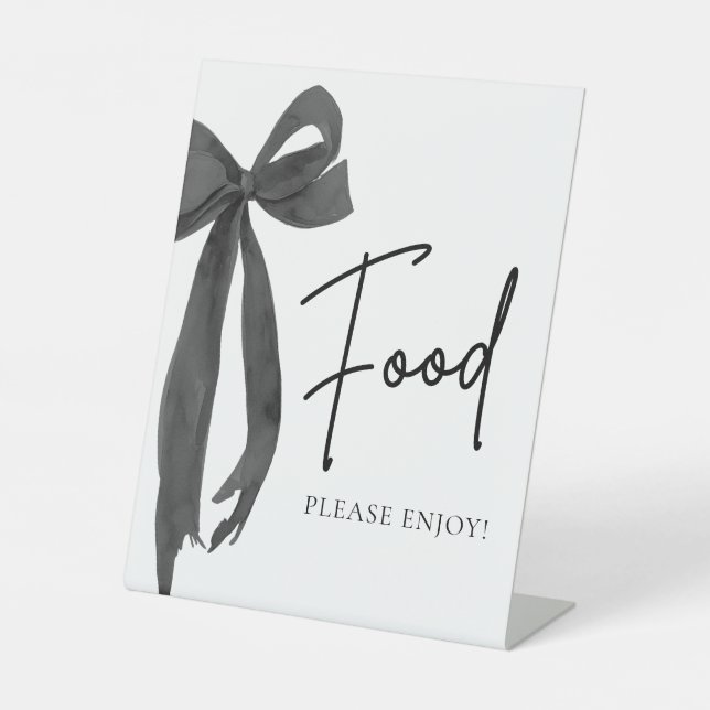 Watercolor Modern Elegant  Bow Bow Food Sign (Front)