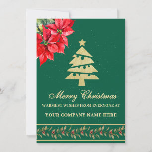 WATERCOLOR MODERN ELEGANT POINSETTIA TREE HOLIDAY CARD