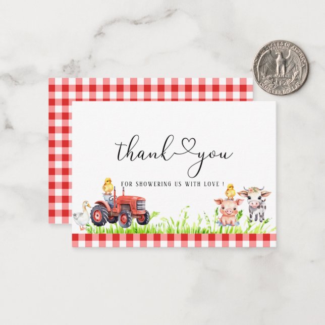 Watercolor Modern Farm Birthday Baby Shower Note Card (Front/Back In Situ)