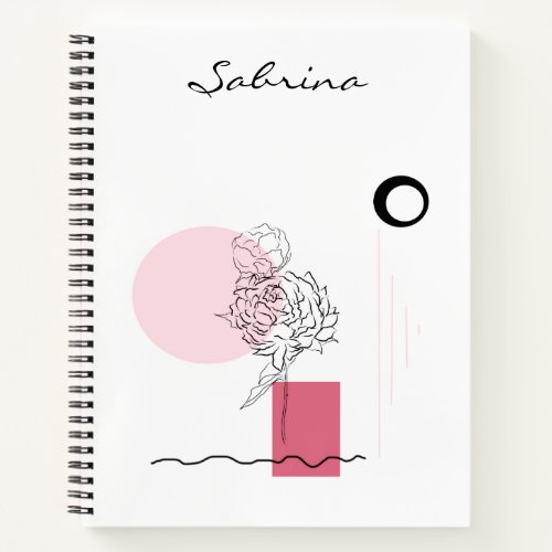 Watercolor Modern Floral Abstract Flower Pink Notebook