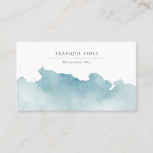 Watercolor Modern Minimalist Aqua Spa Business Card