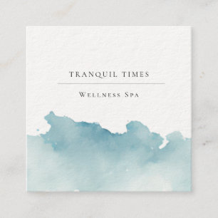 Watercolor Modern Minimalist Aqua Spa Square Business Card