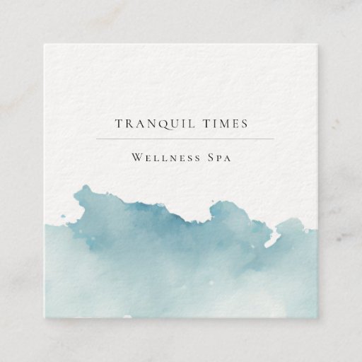 Customizable Watercolor Modern Minimalist Aqua Spa  Square Business Card