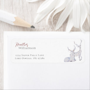 Watercolor Modern Minimalist Reindeer Christmas Label