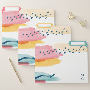 Watercolor Modern Monogram Abstract File Folder