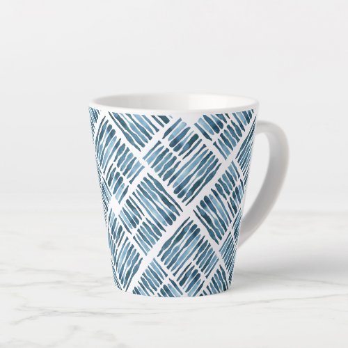 Watercolor Modern Navy Striped Diagonal Pattern Latte Mug