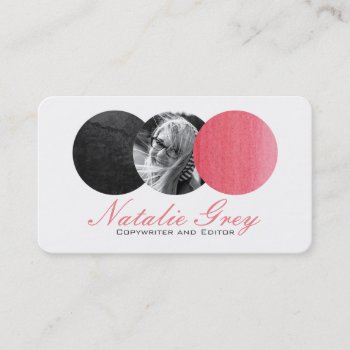 Watercolor Modern Photo Circles Business Card by INAVstudio at Zazzle
