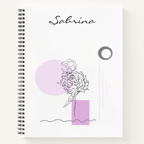Watercolor Modern Pink Floral Abstract Flower Notebook