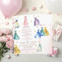 Watercolor Modern Princess dresses royal girl birt