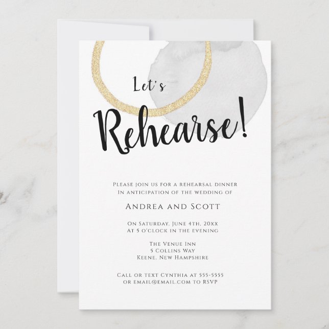 Watercolor Modern Rehearsal Dinner Invitations (Front)