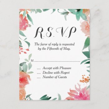 Watercolor Modern Rsvp 4.25" X 5.5" Card by SimplyInvite at Zazzle