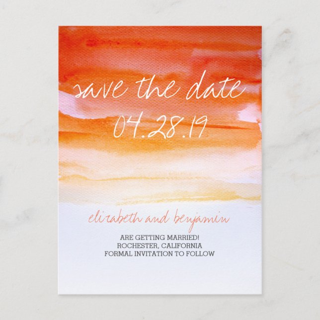 Watercolor modern save the date postcards (Front)
