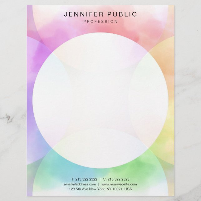 Watercolor Modern Simple Design Elegant Template Letterhead (Front)