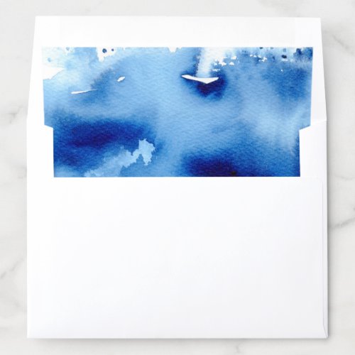 WATERCOLOR modern wedding moody dark navy blue Envelope Liner