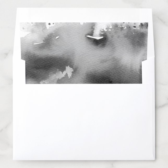 WATERCOLOR modern wedding smart black grey ink Envelope Liner (In Envelope)