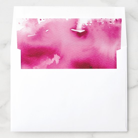 WATERCOLOR modern wedding smart hot dark pink Envelope Liner