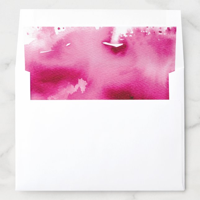 WATERCOLOR modern wedding smart hot dark pink Envelope Liner (In Envelope)