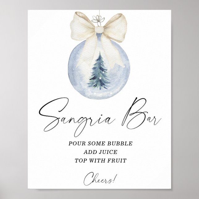 Watercolor modern winter sangria bar poster (Front)