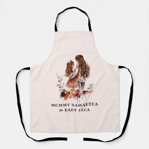 Watercolor Mom and Daughter 1 Apron