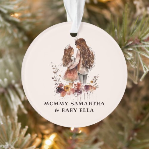 Watercolor Mom and Daughter 1 Ornament