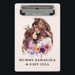Watercolor Mom and Daughter (3) Mini Clipboard<br><div class="desc">This elegant and vibrant mother and daughter can be personalized by adding your name or the person who will receive the gift. It is a perfect gift for your mother,  daughter or friend for their birthday,  Mother's Day or any other occasion.</div>