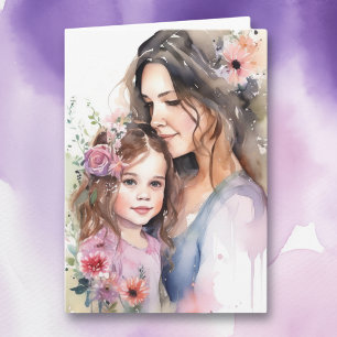 Watercolor Mom and Daughter Mother's Day Card