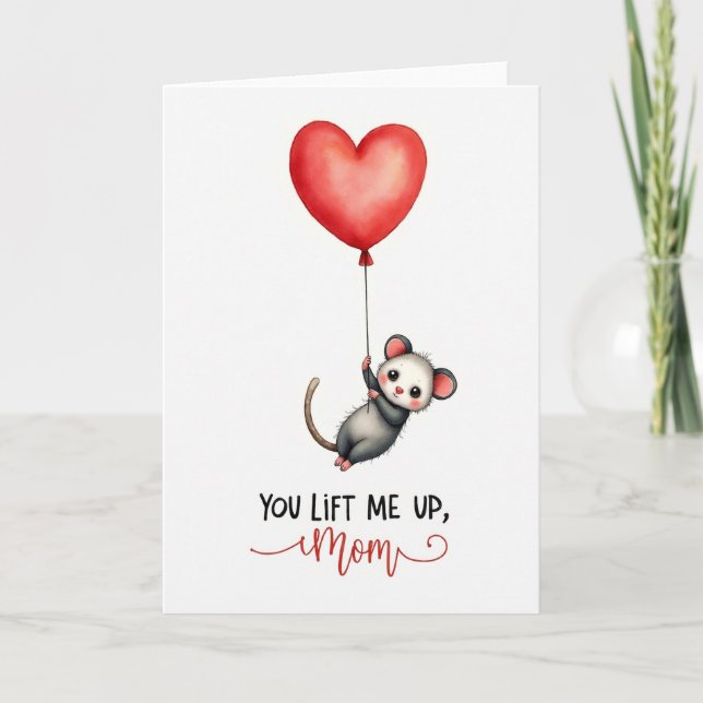 Watercolor Mom Balloon Critter Card (Front)