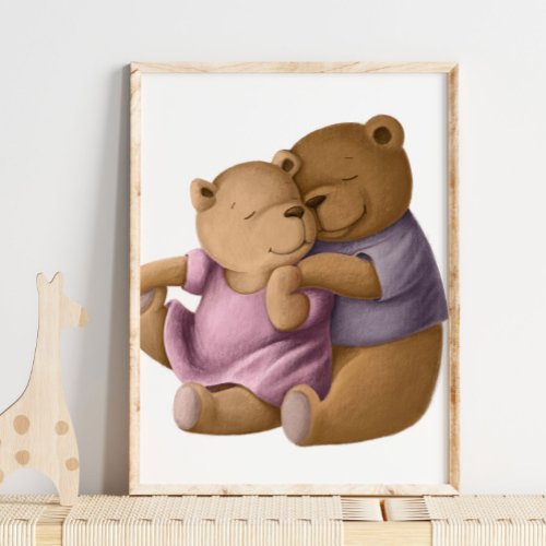 Watercolor Momma and Daddy Bear  Bear Wall Print