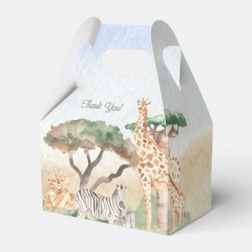 Watercolor Mommy and Baby African Animal Thank You Favor Boxes