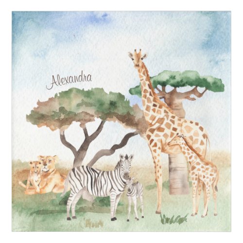 Watercolor Mommy and Baby African Animals Acrylic Print