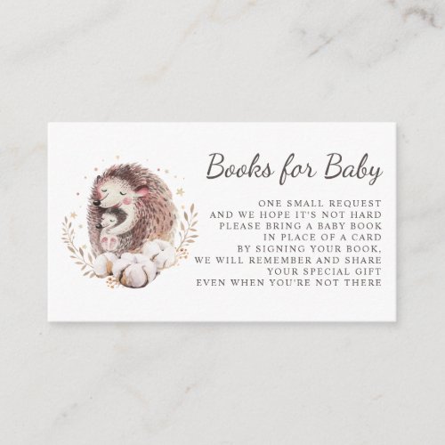 Watercolor Mommy and Baby Hedgehogs Book Request Enclosure Card