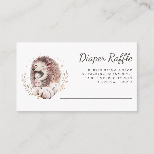 Watercolor Mommy and Baby Hedgehogs Diaper Raffle Enclosure Card