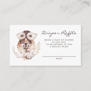 Watercolor Mommy and Baby Owl Diaper Raffle Enclosure Card