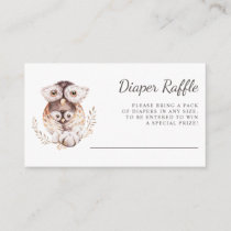 Watercolor Mommy and Baby Owls Diaper Raffle Enclosure Card