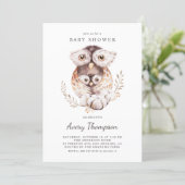 Watercolor Mommy and Baby Owls Fall Baby Shower Invitation (Standing Front)