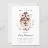 Watercolor Mommy and Baby Owls Fall Baby Shower Invitation (Front)