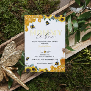 Watercolor Mommy to Bee Baby Shower Gold Foil Invitation