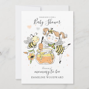 Watercolor Mommy To Bee Baby Shower  Invitation
