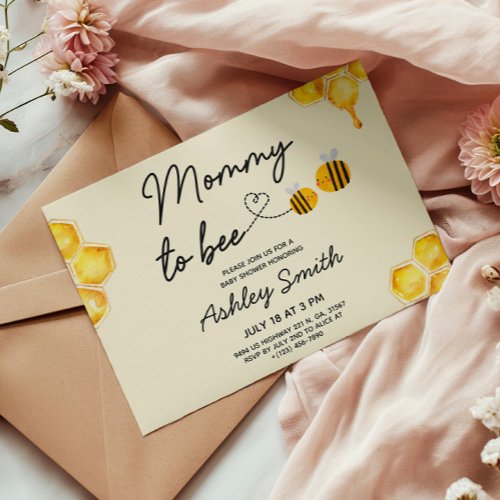 Watercolor Mommy To Bee Baby Shower Invitation Postcard