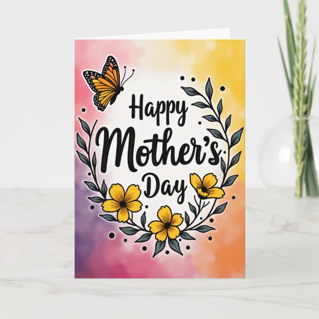 Watercolor Moms Day Design Card (Front)
