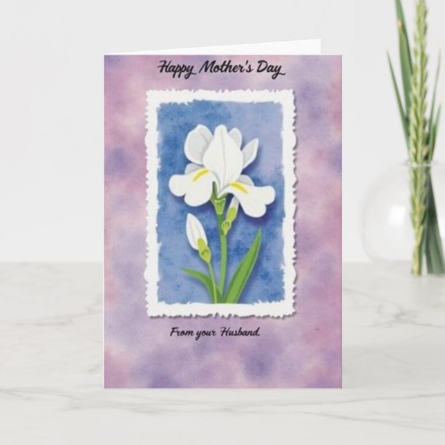 Watercolor Moms Day Flower Card (Front)