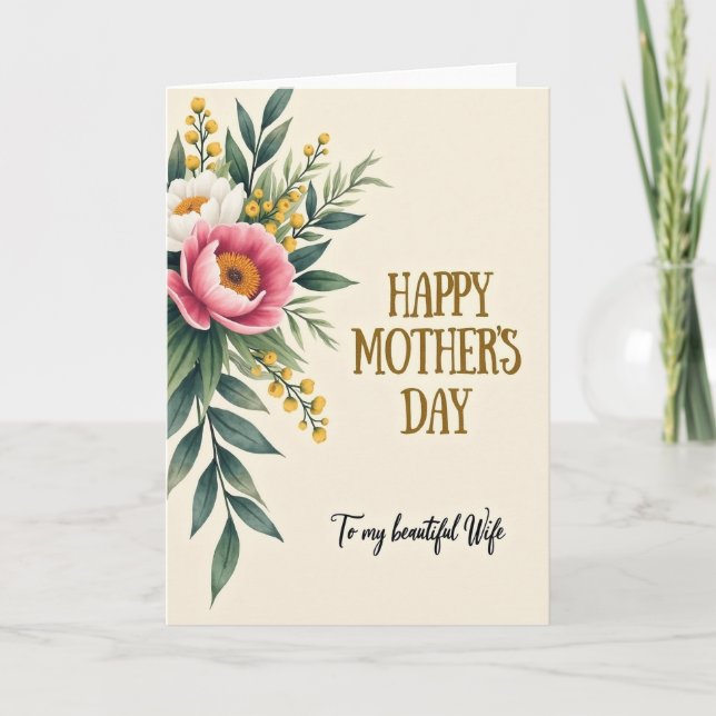 Watercolor Moms Day Wife Card (Front)