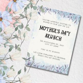 Watercolor,Mom's Love in Bloom, Mother Day Brunch Invitation