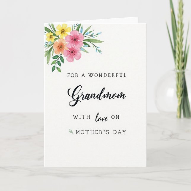 Watercolor Moms Love Message Card (Front)