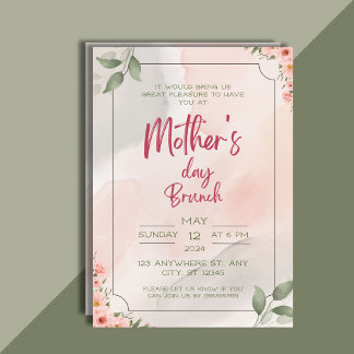 Watercolor, Mom's Special Day, Mother Day Brunch Invitation