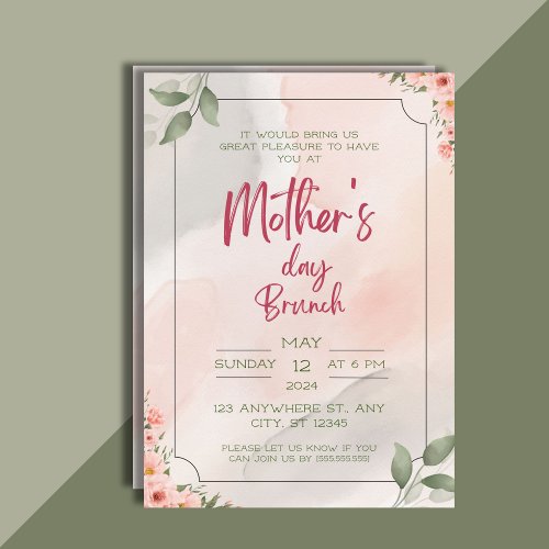 Watercolor Moms Special Day Mother Day Brunch Invitation